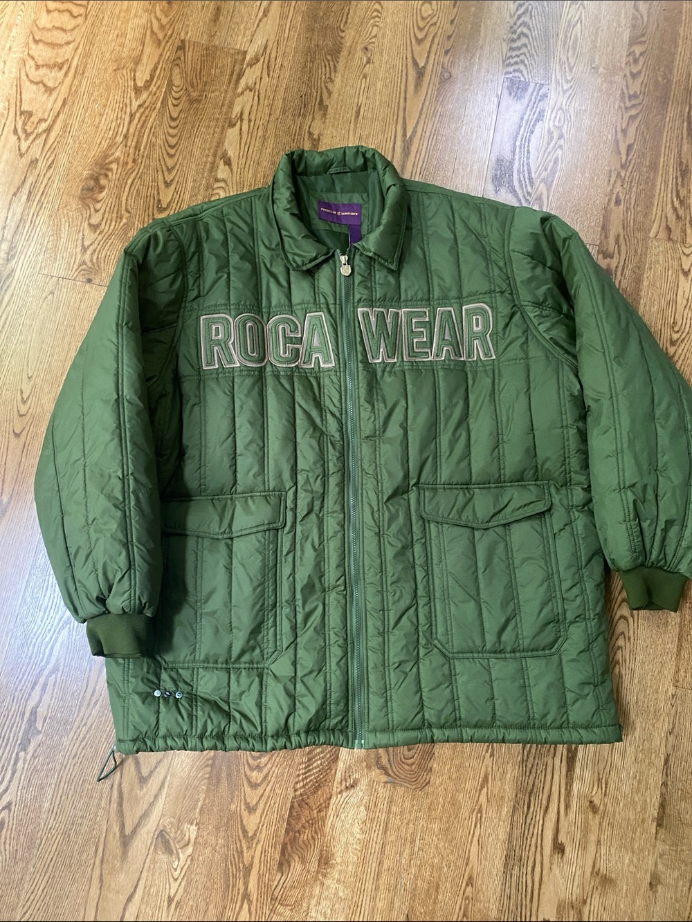 Vintage green quilted Rocawear full-zip jacket 5XL streetwear hip hop puffer